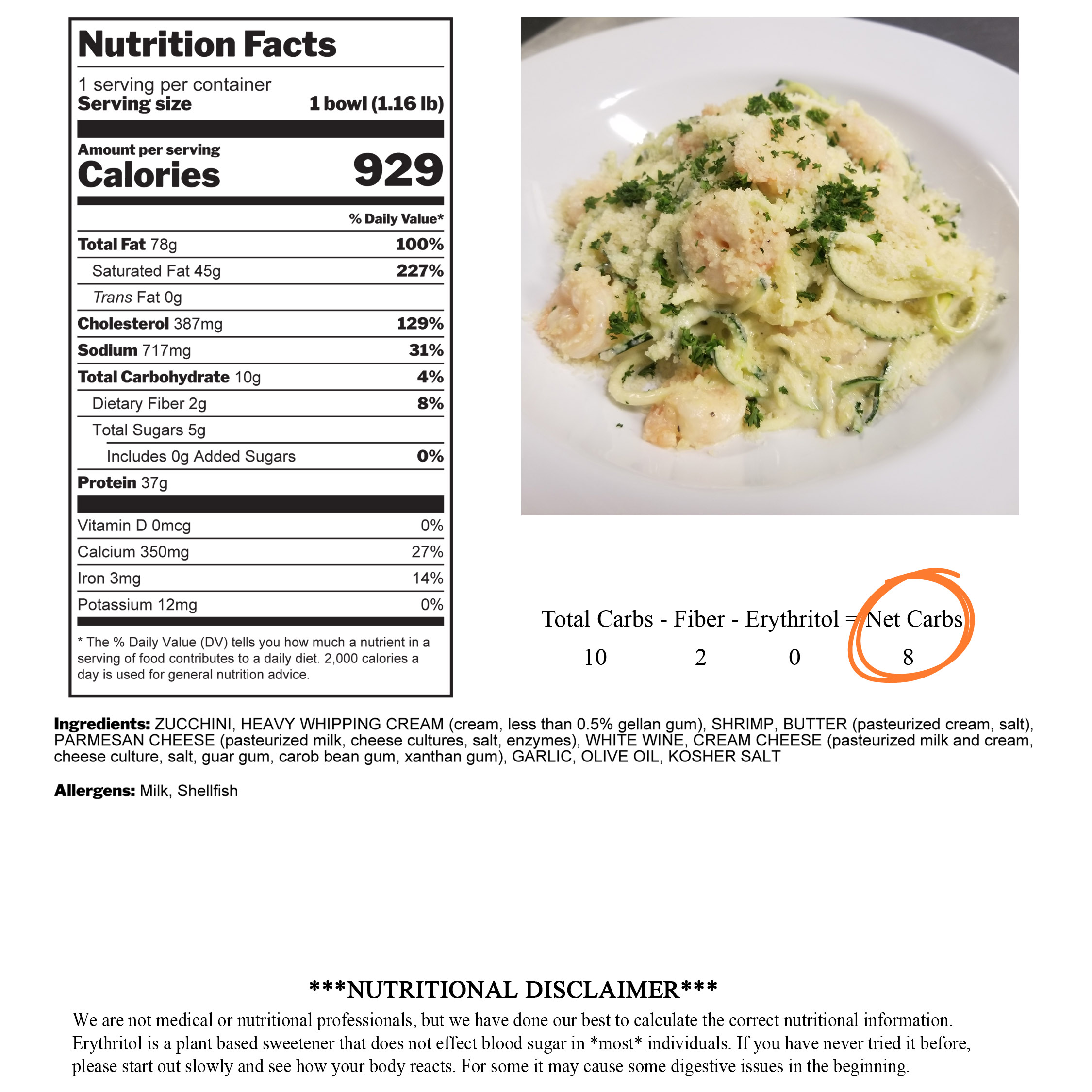 Shrimp Alfredo Zoodle Bowl Low Carb Grill