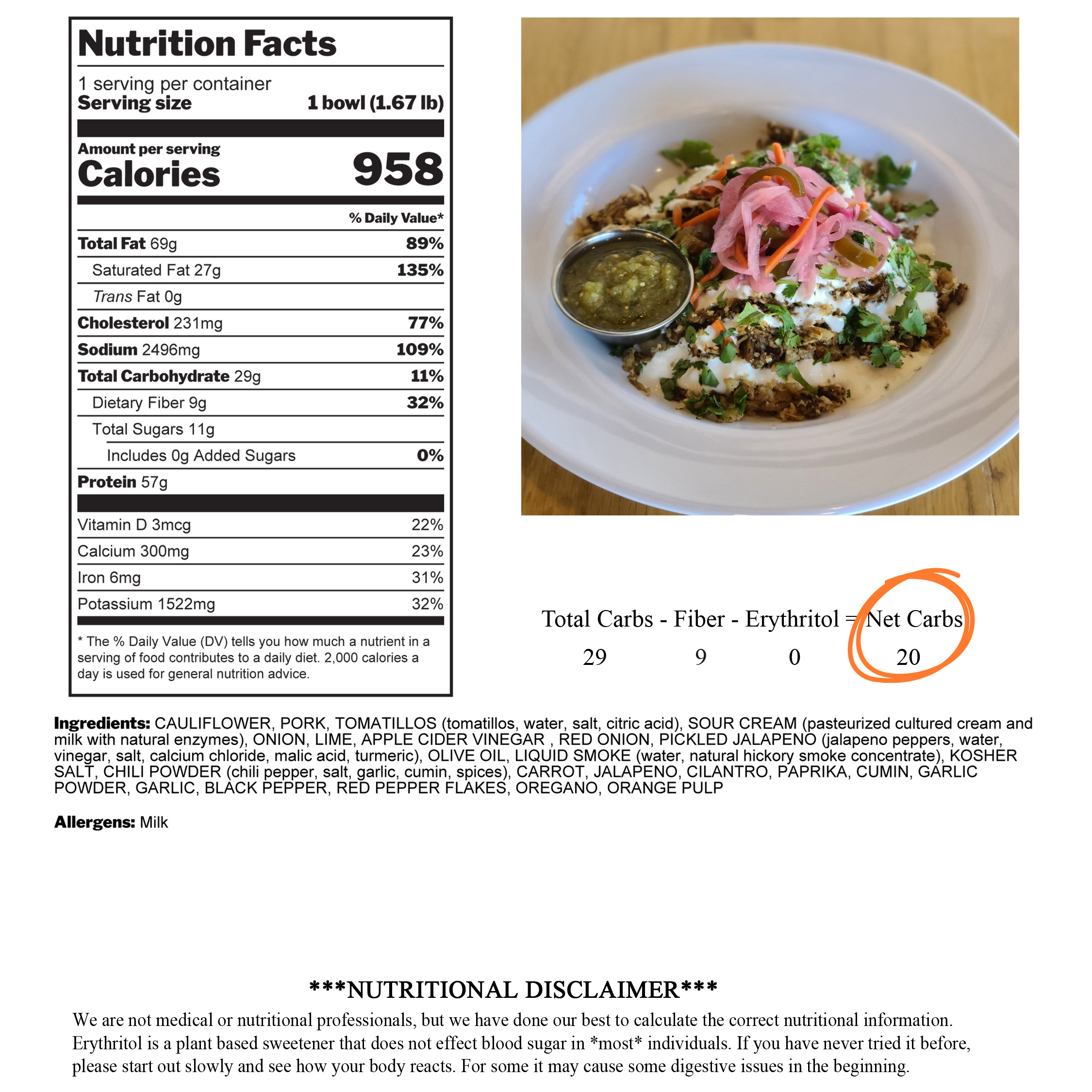 Del Real Carnitas Nutrition Facts